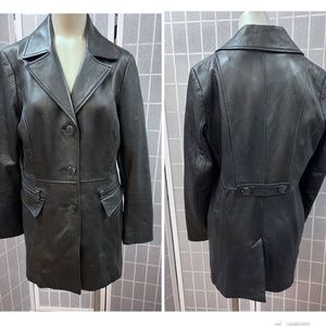 Wilson Leathers,Woman,Genuine leather coats,Size L, Black, buttons, overcoat.!